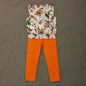 🆕 Janie and Jack White Floral Tank & Orange Pants